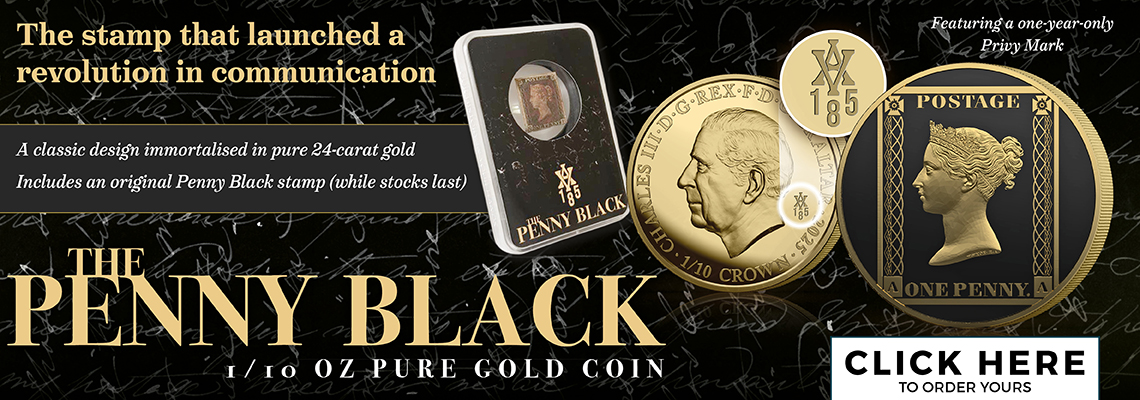 The '185th Anniversary of Penny Black' 1/10oz Gold Coin and Stamp Set