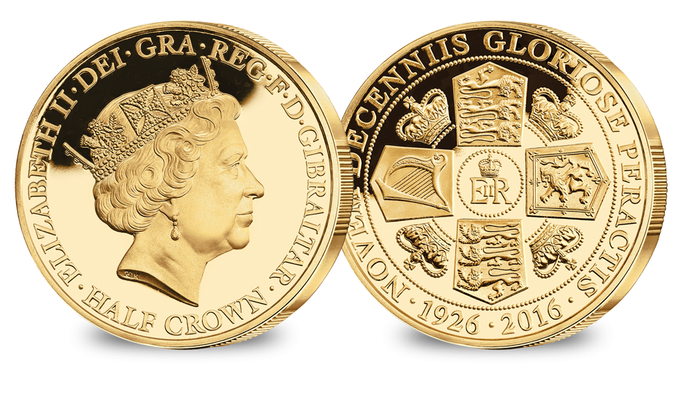 Her Majesty's 90th Birthday Portrait Gold layered Half Crown Her Majesty's 90th Birthday Portrait Gold layered Half Crown