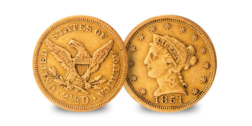 California Gold Rush $1&$2.50 Liberty Head 1851 California Gold Rush $1&$2.50 Liberty Head 1851