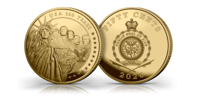 The Official USA 250 Celebration Fairmined Gold Layered Half Dollar