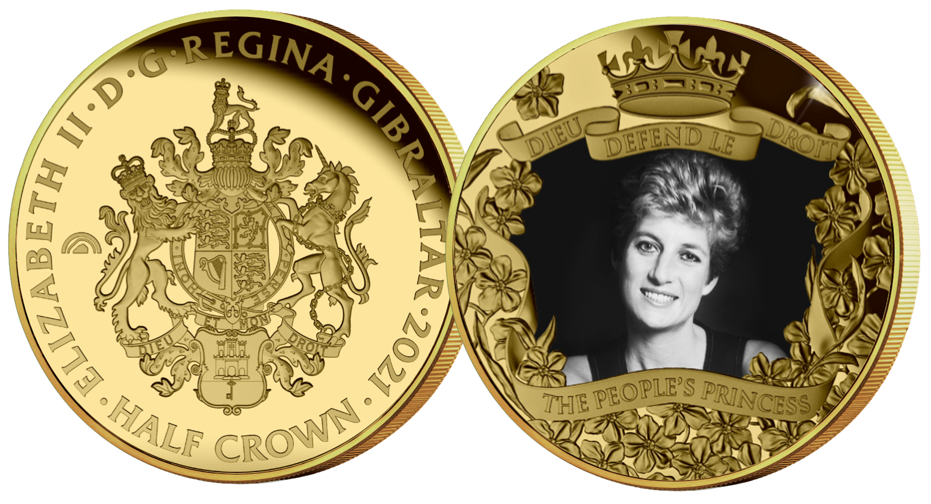 The coin features a beautiful and timeless photograph of Diana, Princess of Wales, and is elegantly framed by a shower of forget-me-nots – Diana’s favourite flowers. The coin features a beautiful and timeless photograph of Diana, Princess of Wales, and is elegantly framed by a shower of forget-me-nots – Diana’s favourite flowers.