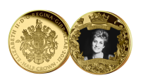 The coin features a beautiful and timeless photograph of Diana, Princess of Wales, and is elegantly framed by a shower of forget-me-nots – Diana’s favourite flowers.