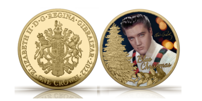 The 'Elvis Presley - Blue Christmas' Coin layered in Fairmined Gold