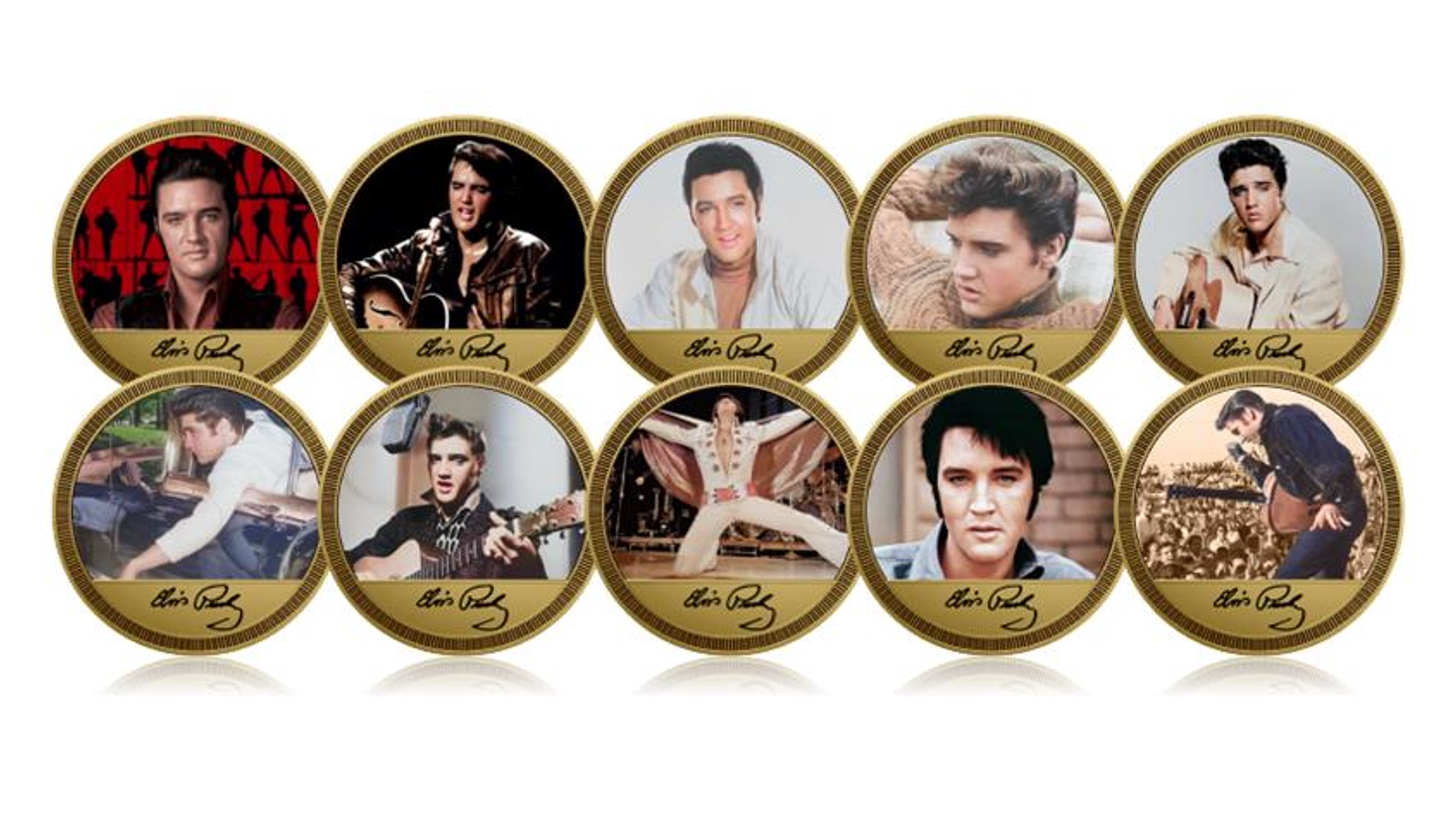 The Official Elvis Presley Ten Greatest Hits 1/200th oz Pure Gold Set