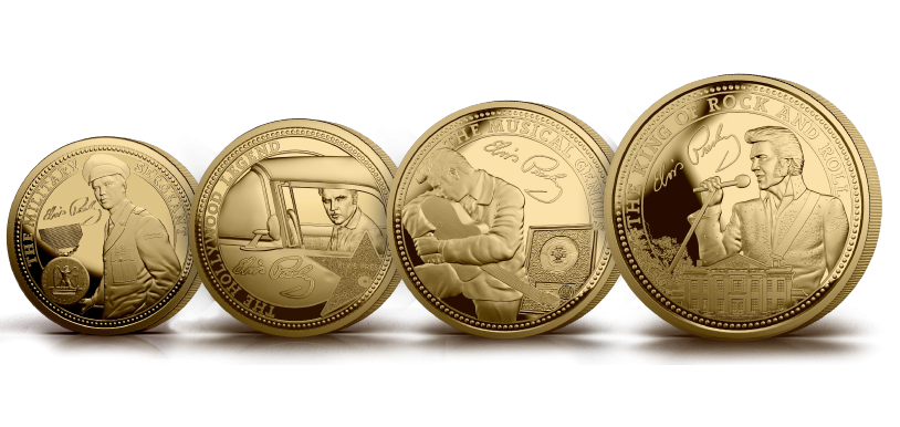 The Official Elvis Presley ‘The Milestones of a King’ Pure 24-carat Gold Four Coin Set
