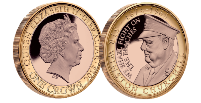 Layered in 18 carat rose gold and accented in pure 24 carat Gold Coin features Sir Winston Churchill in his military uniform, encircled with his renowned phrase, we shall fight on the beaches Layered in 18 carat rose gold and accented in pure 24 carat Gold Coin features Sir Winston Churchill in his military uniform, encircled with his renowned phrase, we shall fight on the beaches