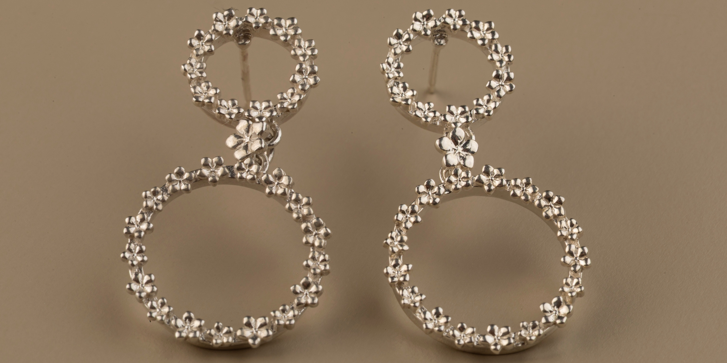 The Forget-Me-Not 'Full Floral Wreath' Drop Silver Earrings