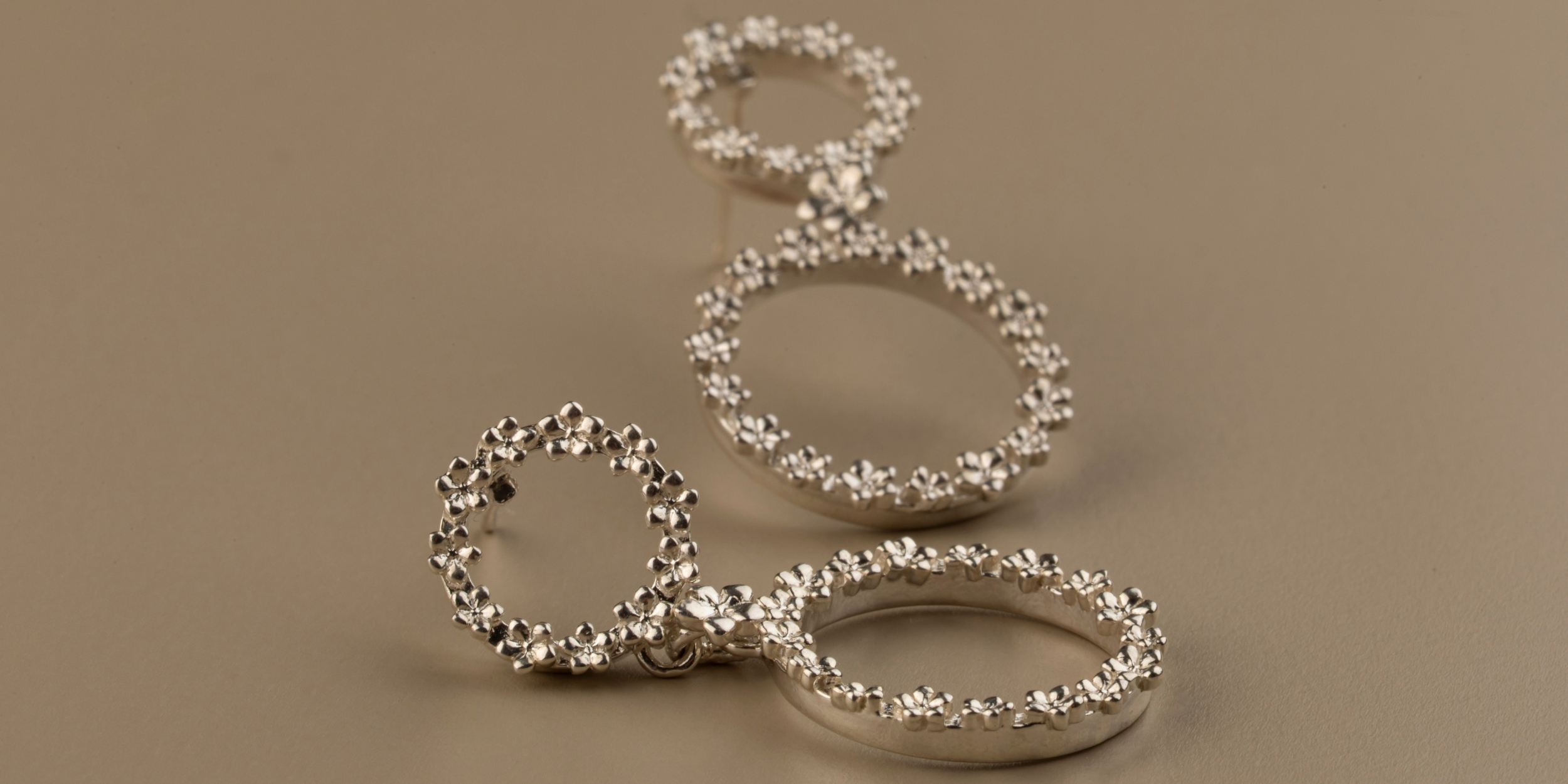 The Forget-Me-Not 'Full Floral Wreath' Drop Silver Earrings