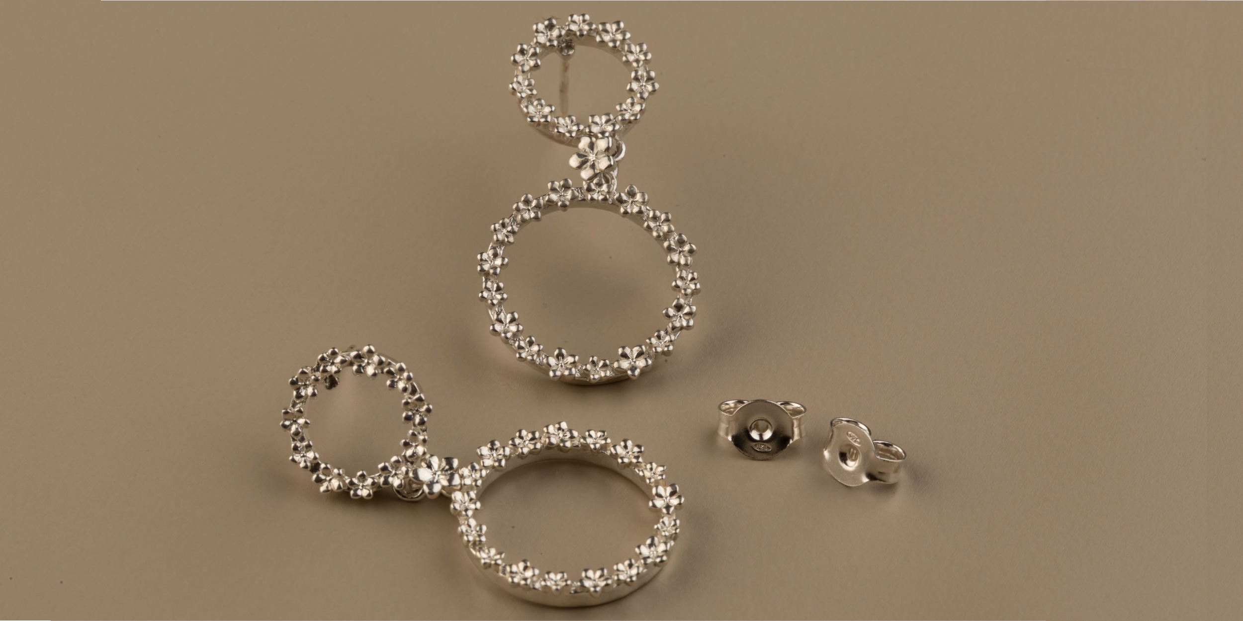 The Forget-Me-Not 'Full Floral Wreath' Drop Silver Earrings