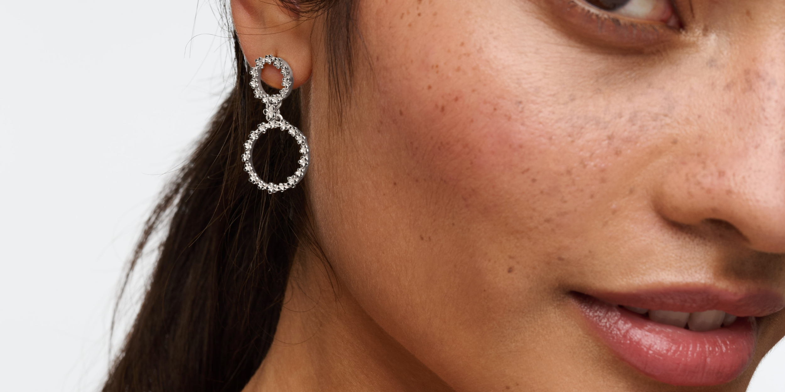 The Forget-Me-Not 'Full Floral Wreath' Drop Silver Earrings