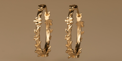 The Forget-Me-Not 'Wreath' 9-carat Gold Hoop Earrings