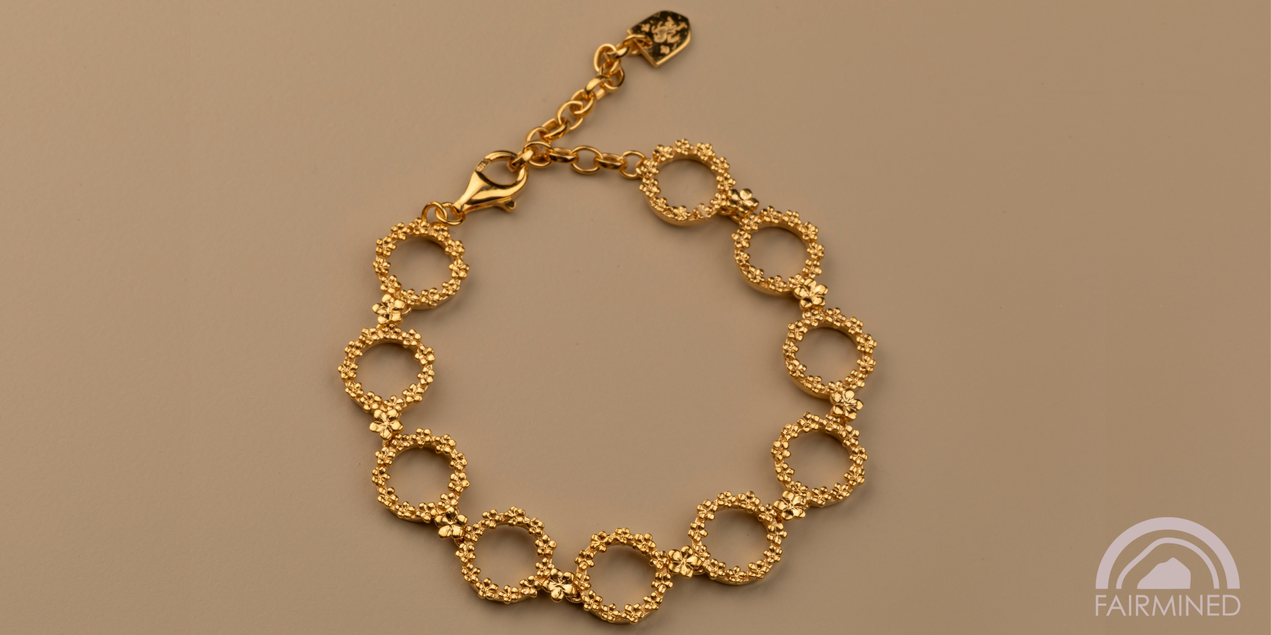 The Forget-Me-Not 'Wreath' Silver Link Bracelet Layered in Fairmined Gold
