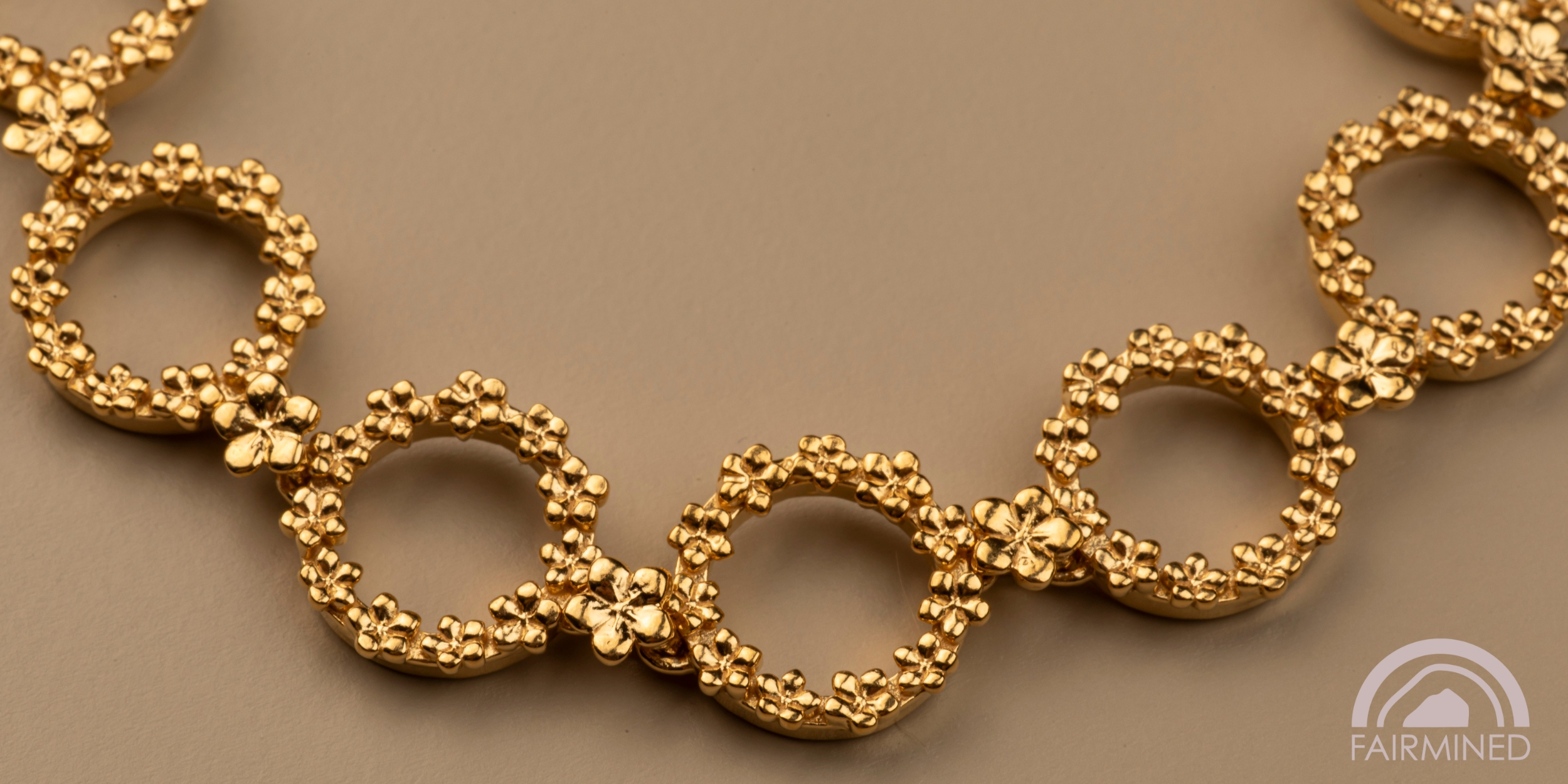 The Forget-Me-Not 'Wreath' Silver Link Bracelet Layered in Fairmined Gold