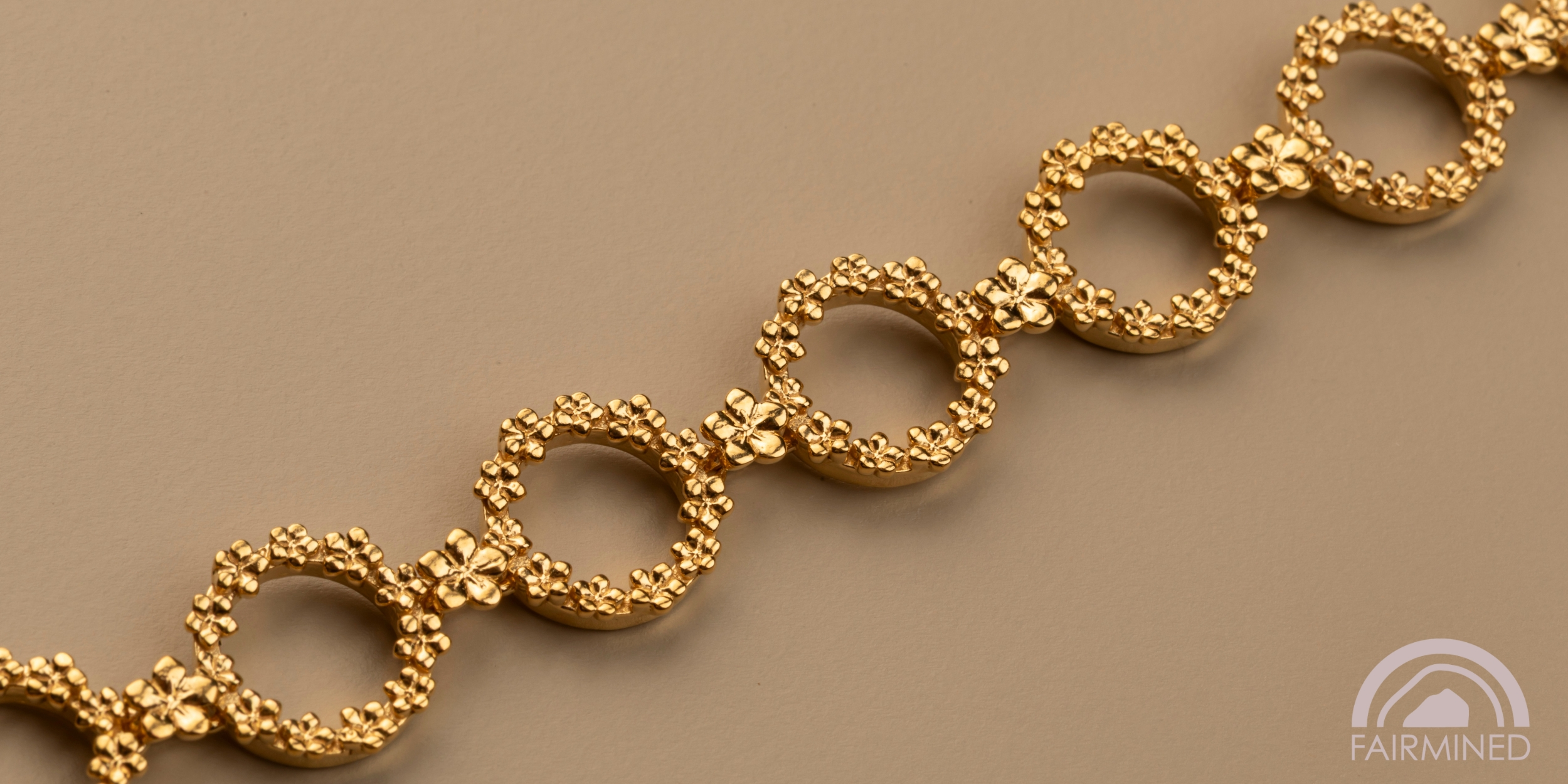 The Forget-Me-Not 'Wreath' Silver Link Bracelet Layered in Fairmined Gold