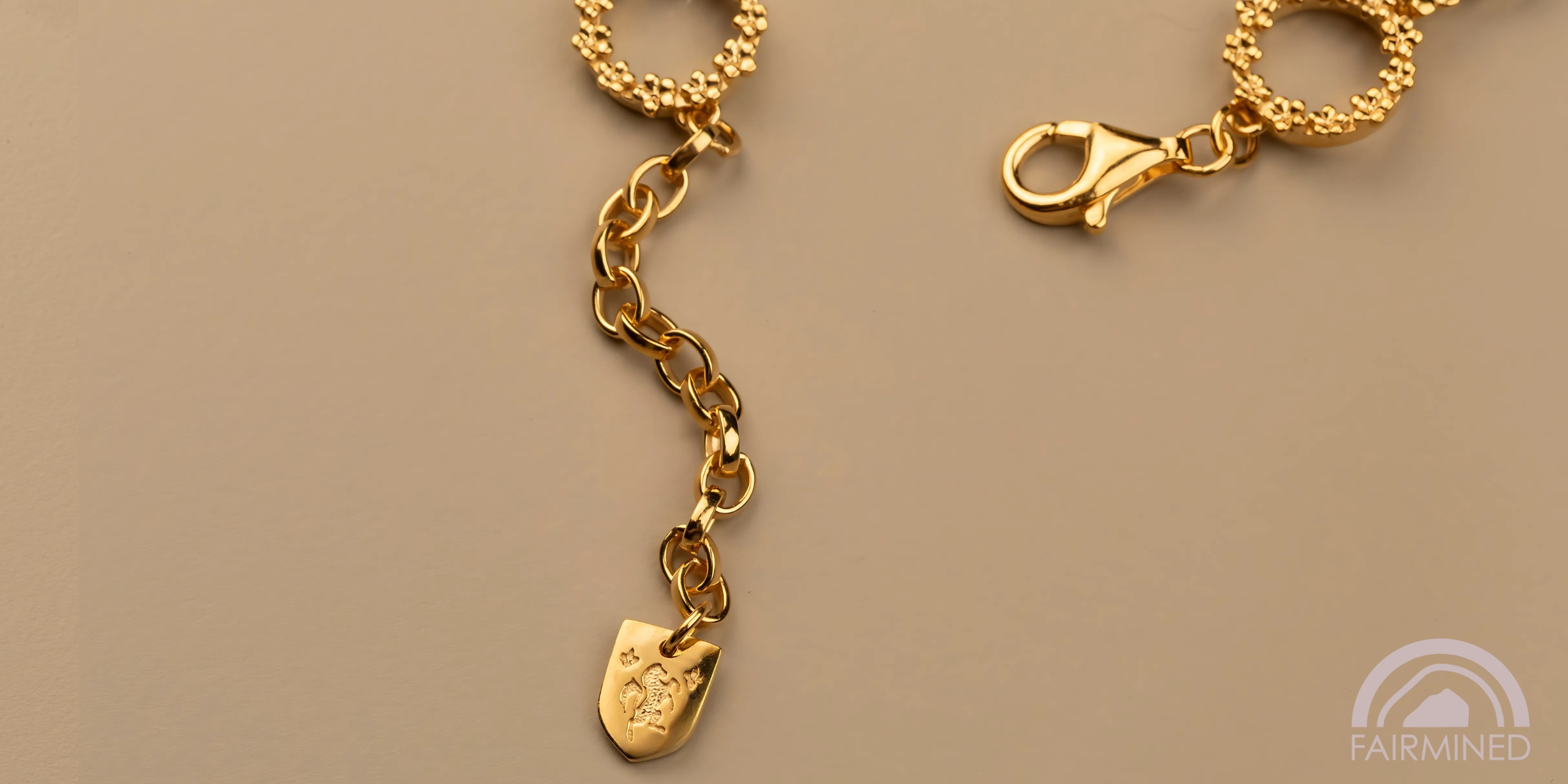 The Forget-Me-Not 'Wreath' Silver Link Bracelet Layered in Fairmined Gold