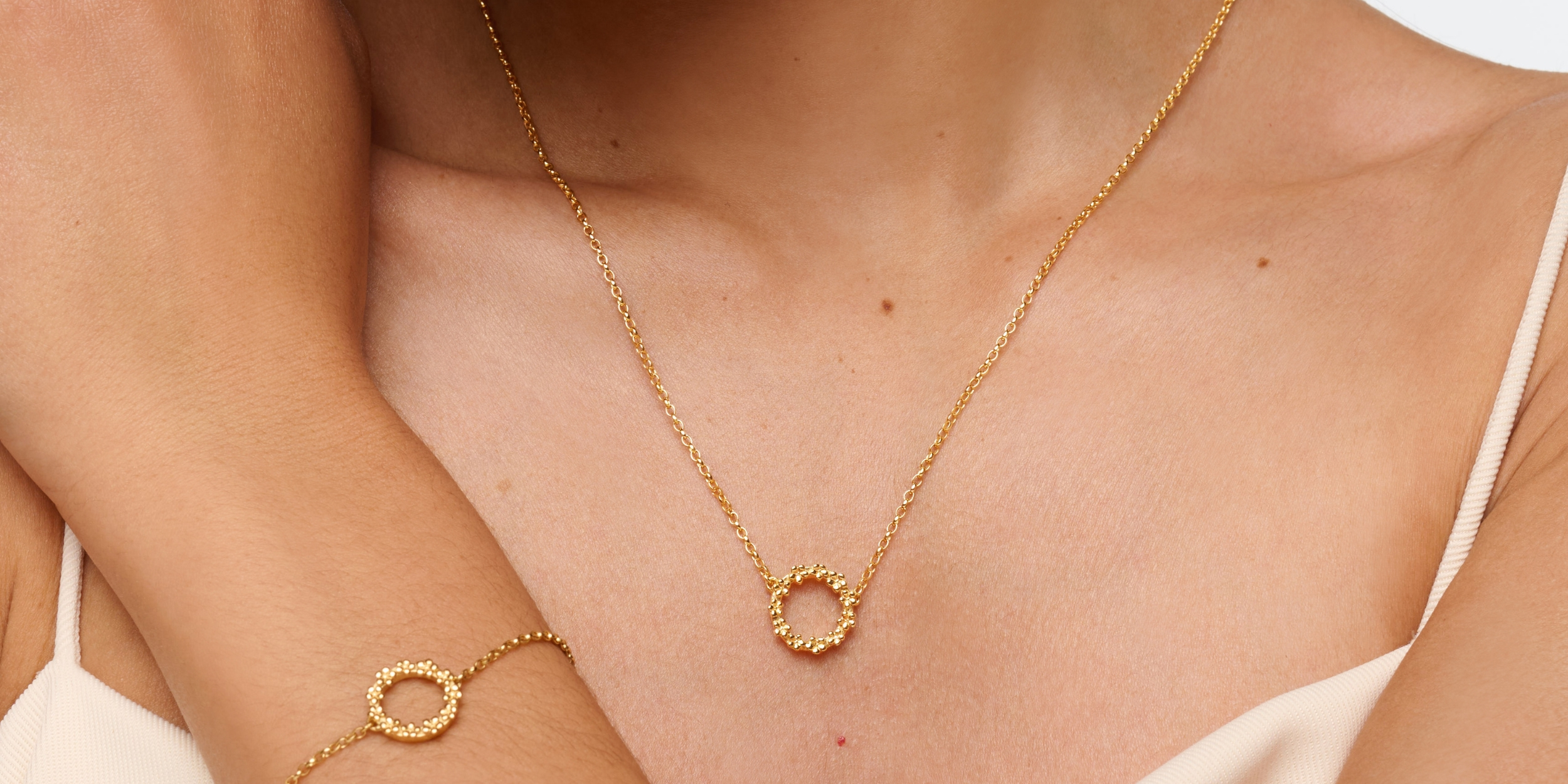 The Forget-Me-Not 'Wreath' Silver Necklace Layered in Fairmined Gold