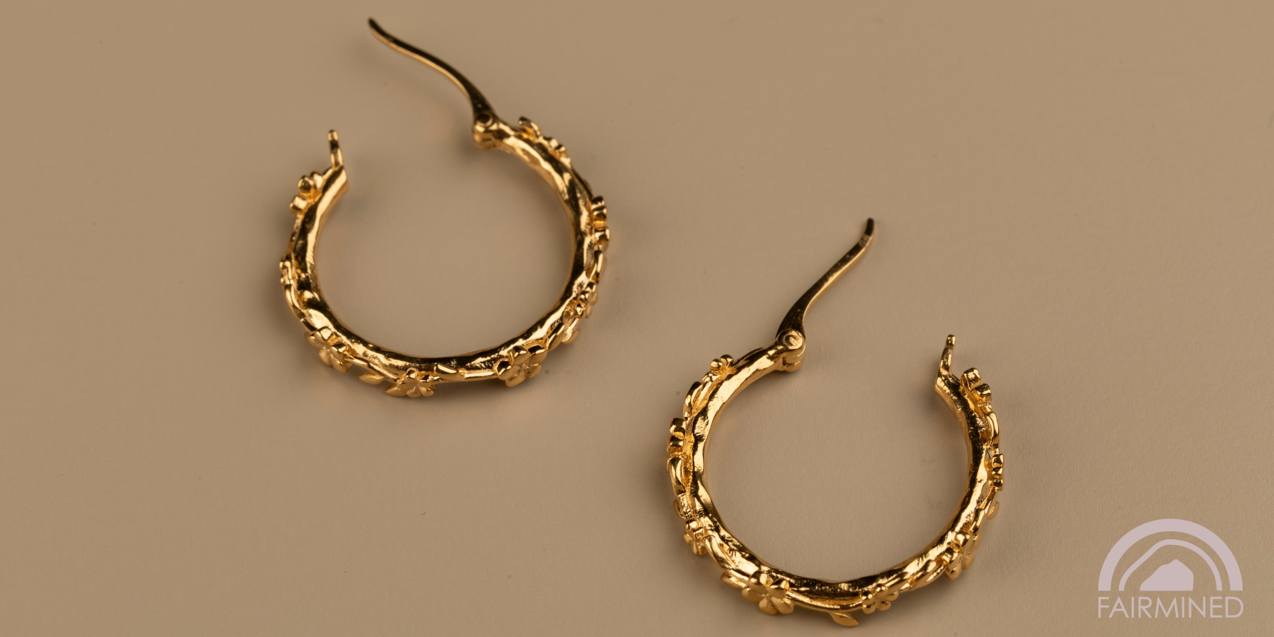 The Forget-Me-Not 'Wreath' Silver Hoop Earrings Layered in Fairmined Gold