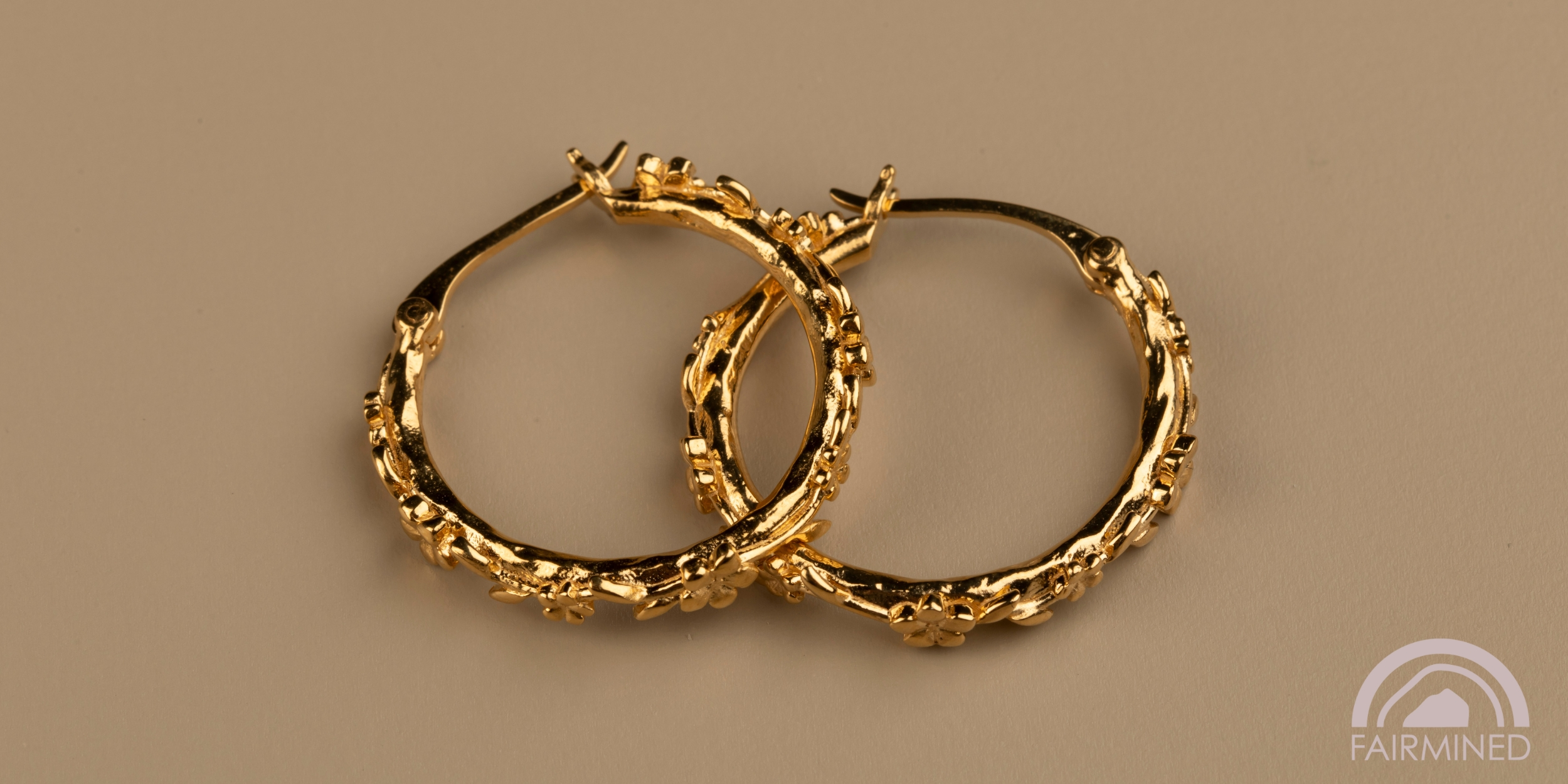 The Forget-Me-Not 'Wreath' Silver Hoop Earrings Layered in Fairmined Gold