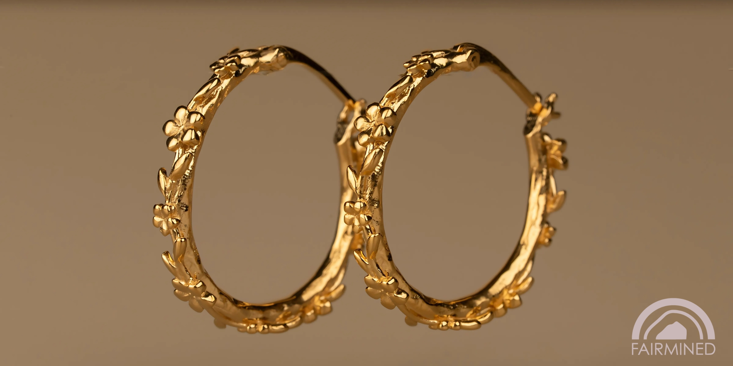 The Forget-Me-Not 'Wreath' Silver Hoop Earrings Layered in Fairmined Gold