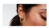 The Forget-Me-Not 'Wreath' Silver Hoop Earrings Layered in Fairmined Gold