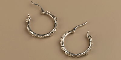 The Forget-Me-Not 'Wreath' Silver Hoop Earrings