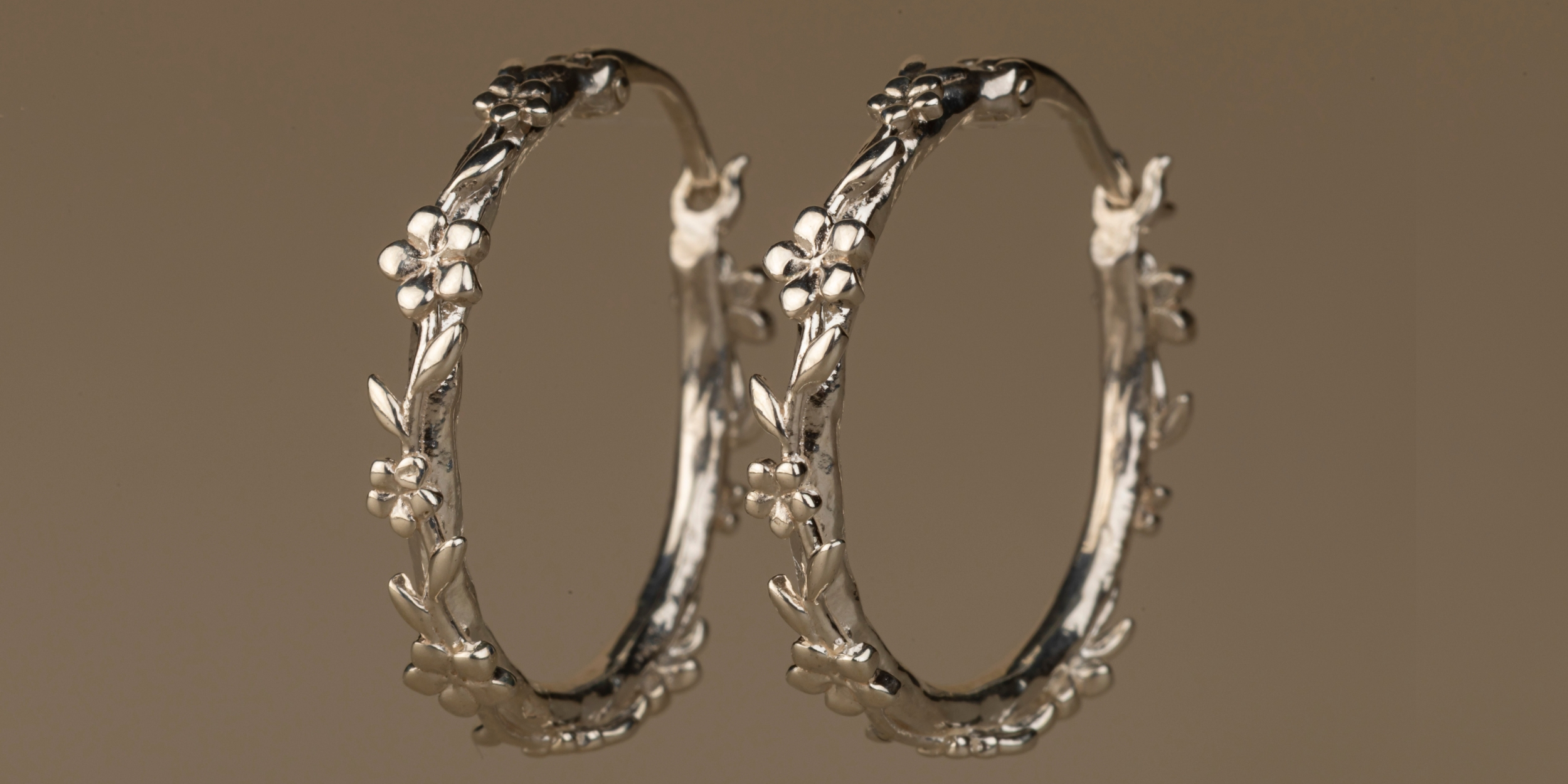 The Forget-Me-Not 'Wreath' Silver Hoop Earrings