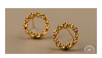 The Forget-Me-Not 'Wreath' Silver Stud Earrings layered in Fairmined Gold