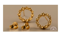 The Forget-Me-Not 'Wreath' Silver Stud Earrings layered in Fairmined Gold