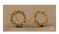 The Forget-Me-Not 'Wreath' Silver Stud Earrings layered in Fairmined Gold