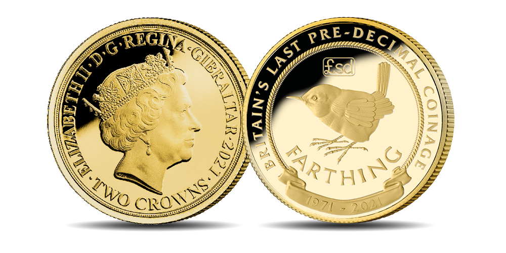 Featuring a beautiful remastering of one of Britain’s most iconic pre-decimal coins, the ‘Wren Farthing,’ this limited-edition coin has been struck in solid 9-carat gold to Proof quality, the highest possible standard unrivalled in sharpness, detail and finish. Featuring a beautiful remastering of one of Britain’s most iconic pre-decimal coins, the ‘Wren Farthing,’ this limited-edition coin has been struck in solid 9-carat gold to Proof quality, the highest possible standard unrivalled in sharpness, detail and finish.