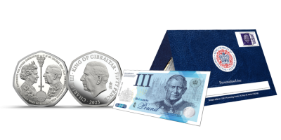 The King Charles III Coronation Commemorative Fifty Pence & Britannia Pound Note Set