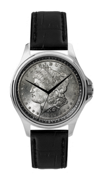The 1921 Morgan Dollar Coin Watch with Leather Strap Black Friday 2024 The London Mint Office