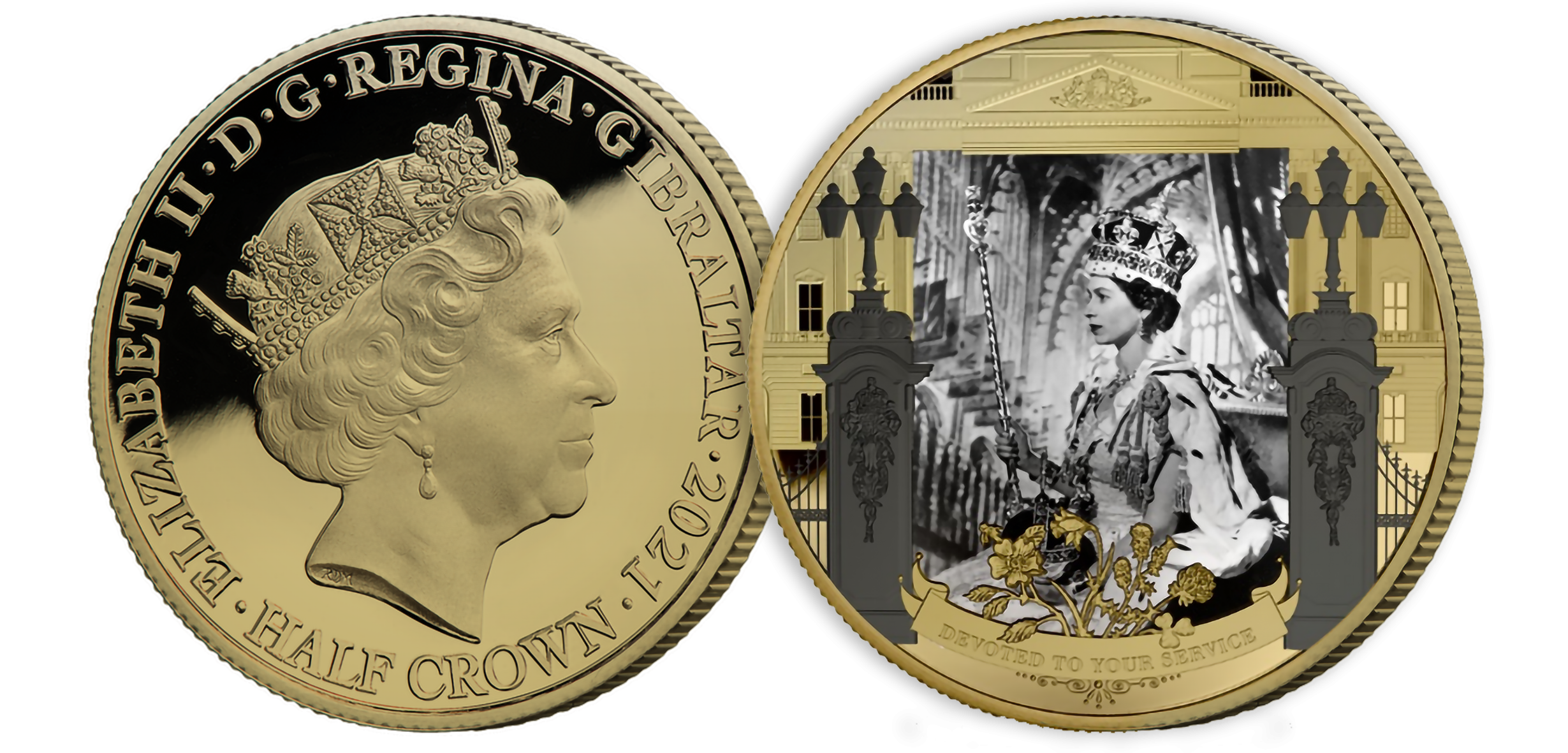   The photograph featured on the coin was taken on June 2nd, 1953, marking the formal  beginning of what would become the longest reign in British history. Coin layered in fairmined  gold.