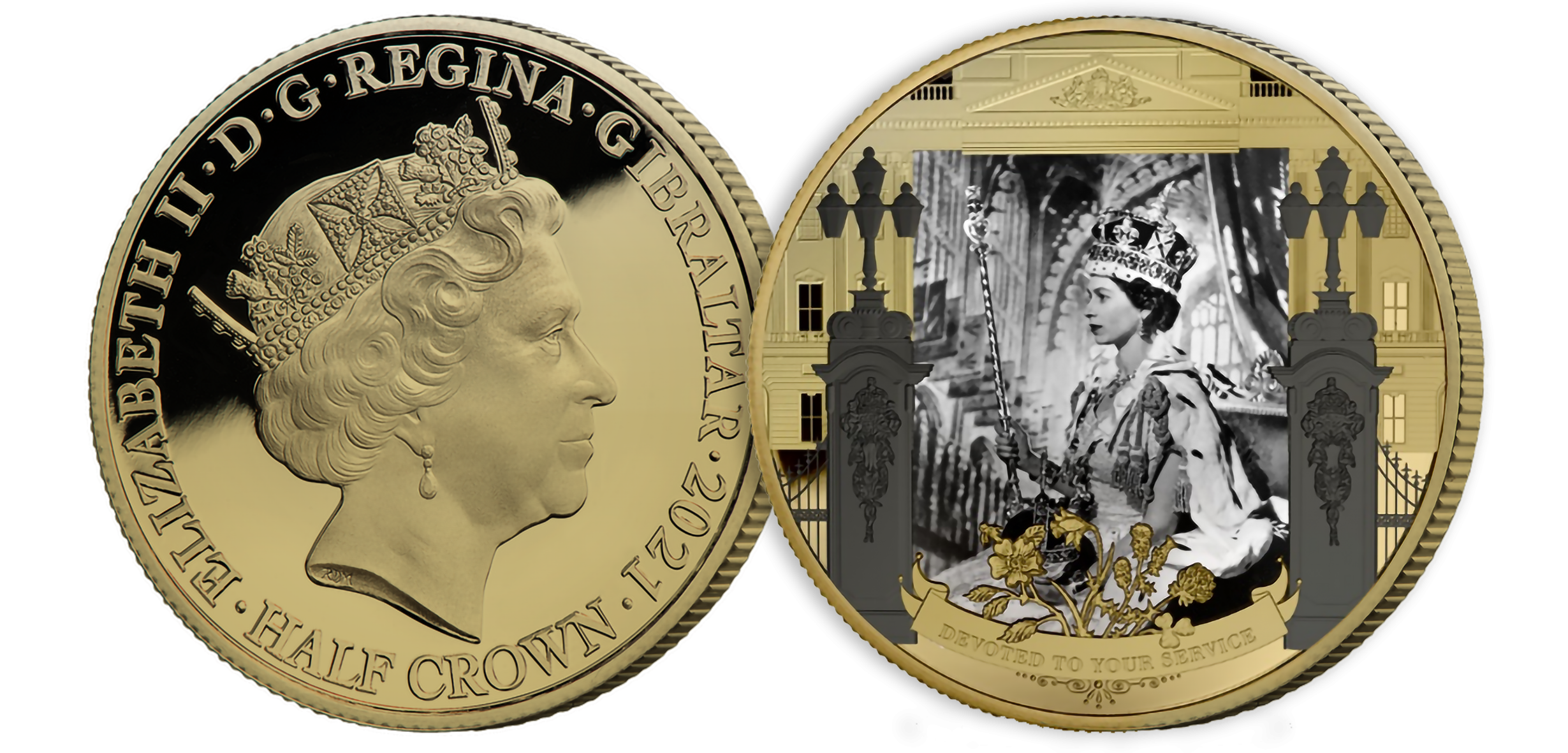 The photograph featured on the coin was taken on June 2nd, 1953, marking the formal beginning of what would become the longest reign in British history. Coin layered in fairmined gold. The photograph featured on the coin was taken on June 2nd, 1953, marking the formal beginning of what would become the longest reign in British history. Coin layered in fairmined gold.