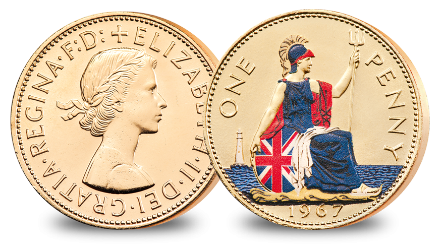 Britannia, helmeted and holding a trident, seated on a shield, with a lighthouse on the seas in the background