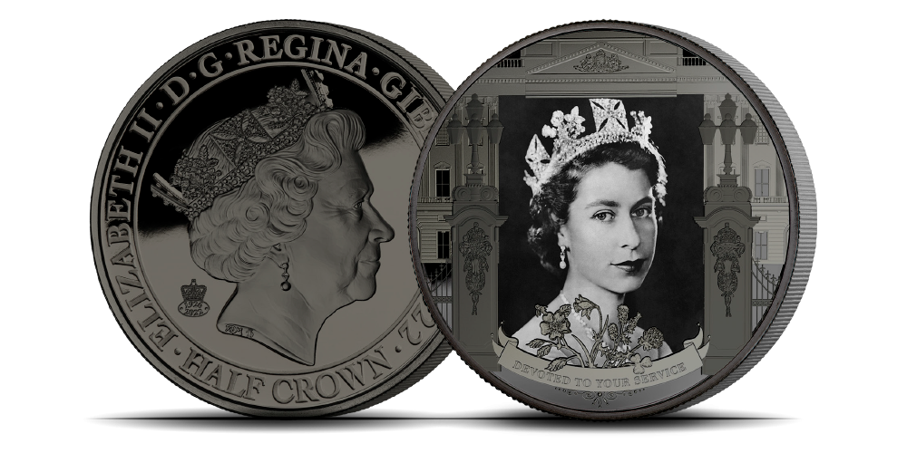   Queen Elizabeth II 1926-2022 layered in Black Gold