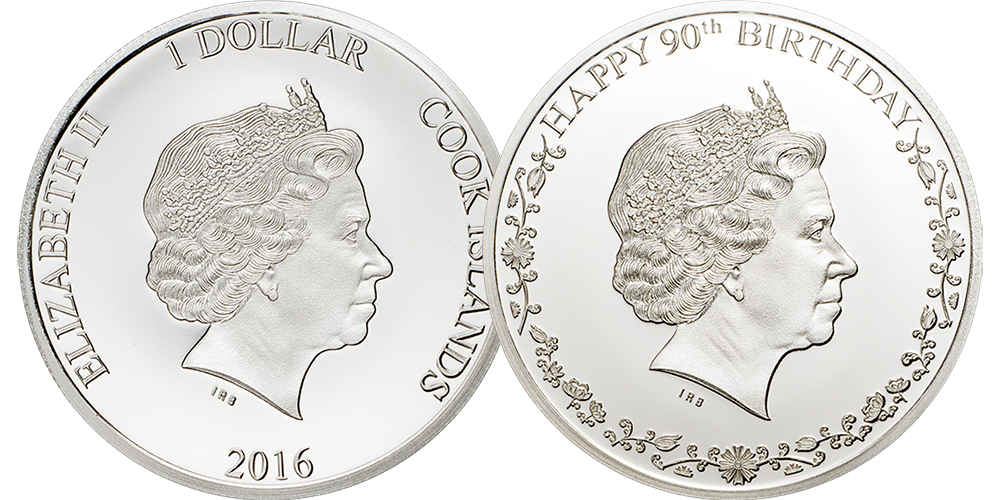 Double Headed Queens 90th Birthday Silver Coin 3 Double Headed Queens 90th Birthday Silver Coin 3