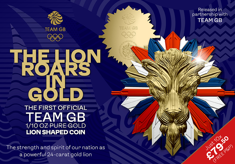 The Official Team GB 1/10oz Pure Gold Lion Shaped Coin