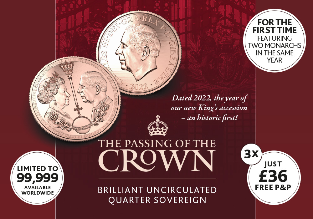 The Passing of the Crown Brilliant Uncirculated Gold Quarter Sovereign