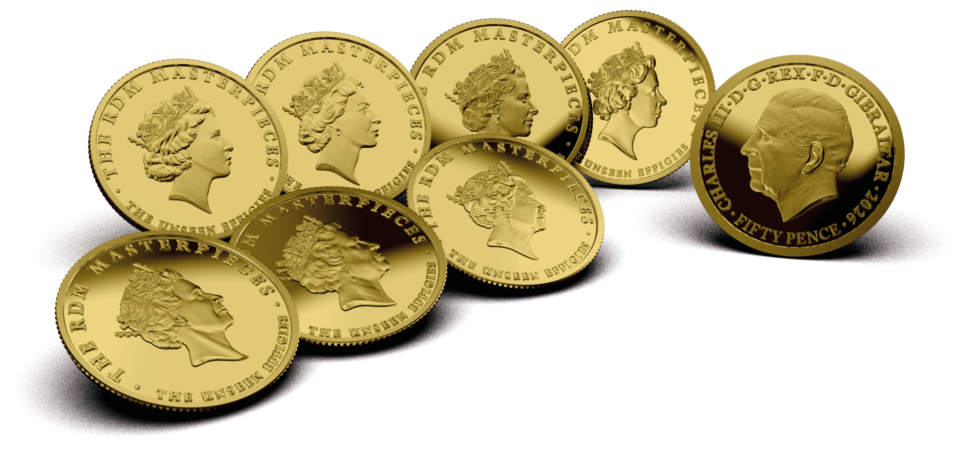 The Queen Elizabeth II 'The Unseen Effigies' by Raphael Maklouf Pure Gold Coin Set