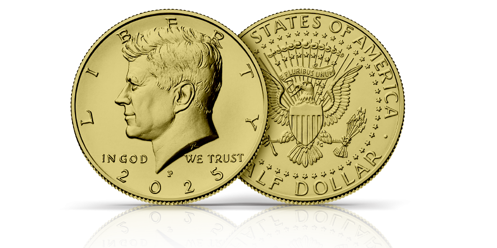 The Official USA 250 JFK 2025 Fairmined Gold Layered Half Dollar Coin