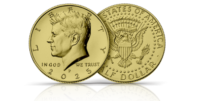 The Official USA 250 John F. Kennedy 2025 Fairmined Gold Layered Half Dollar Coin 