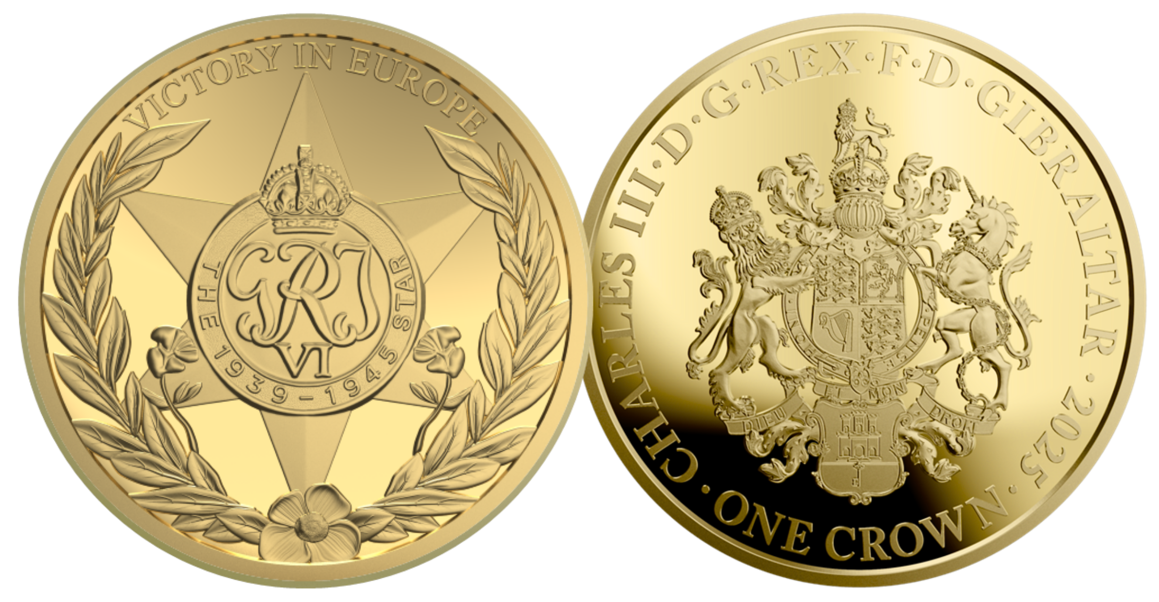 The Victory in Europe 'Remembered' Gold Layered Coin