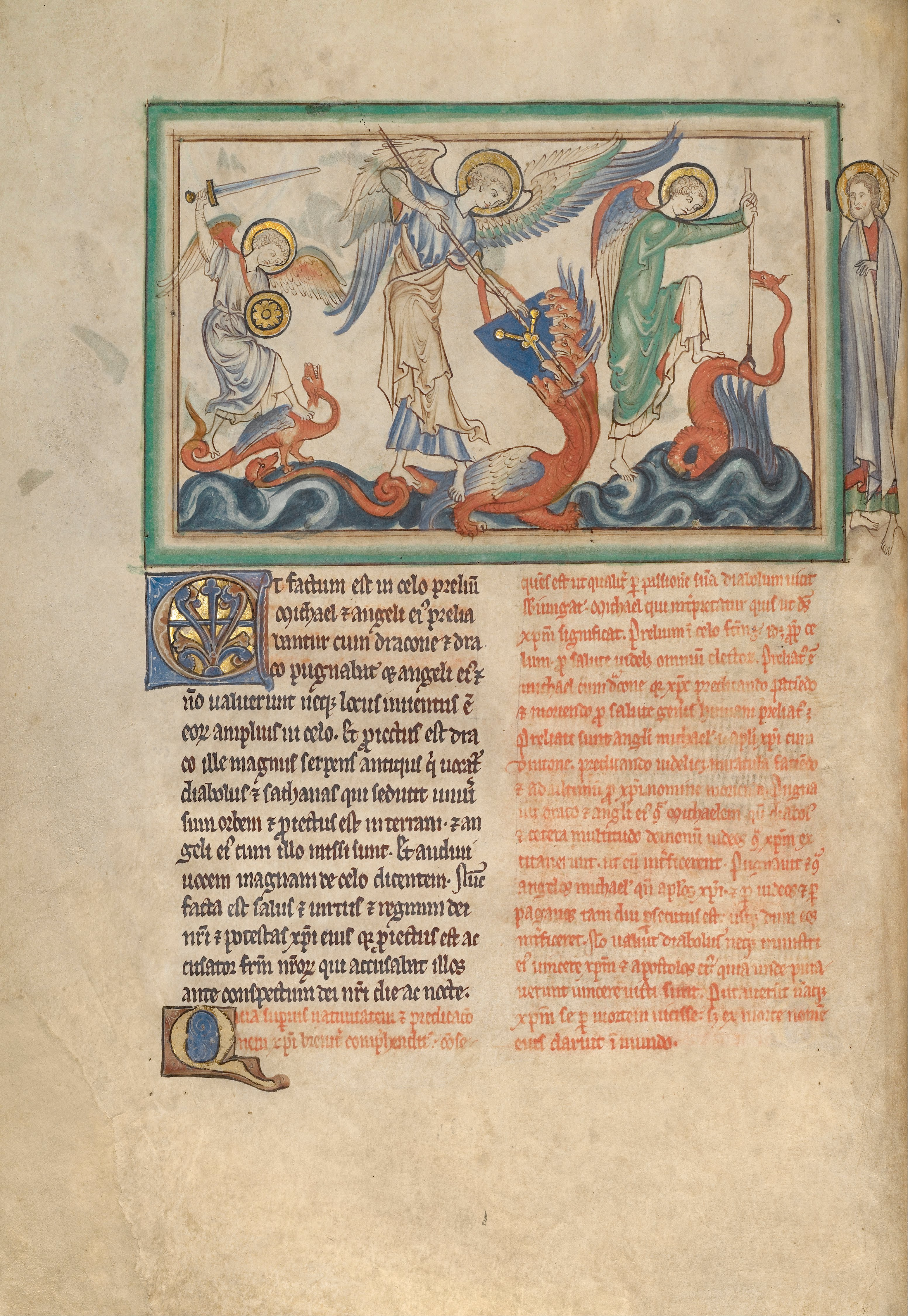 the-battle-between-angel-and-dragon-from-an-illustrated-medieval-bible-public-domain
